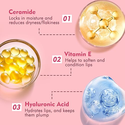 Miniatura 7 de KIMUSE Juego de 6 Bálsamos de Mantequilla Labial Tintada Hidratante, 6 Tonos con Sabor Brillo Hidratante Voluminizador con Ácido Hialurónico y