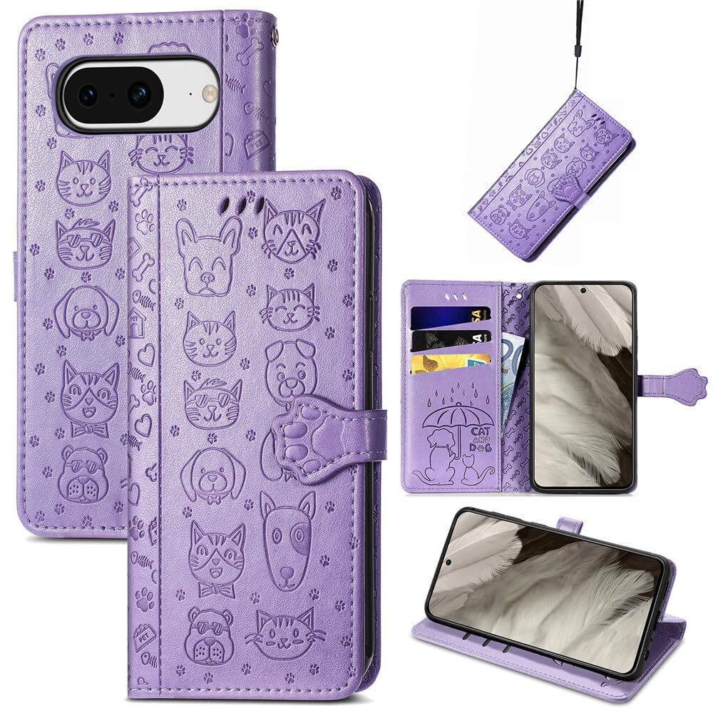 Housse Google Pixel 7 violette en cuir style portefeuille pour vos sorties - 8