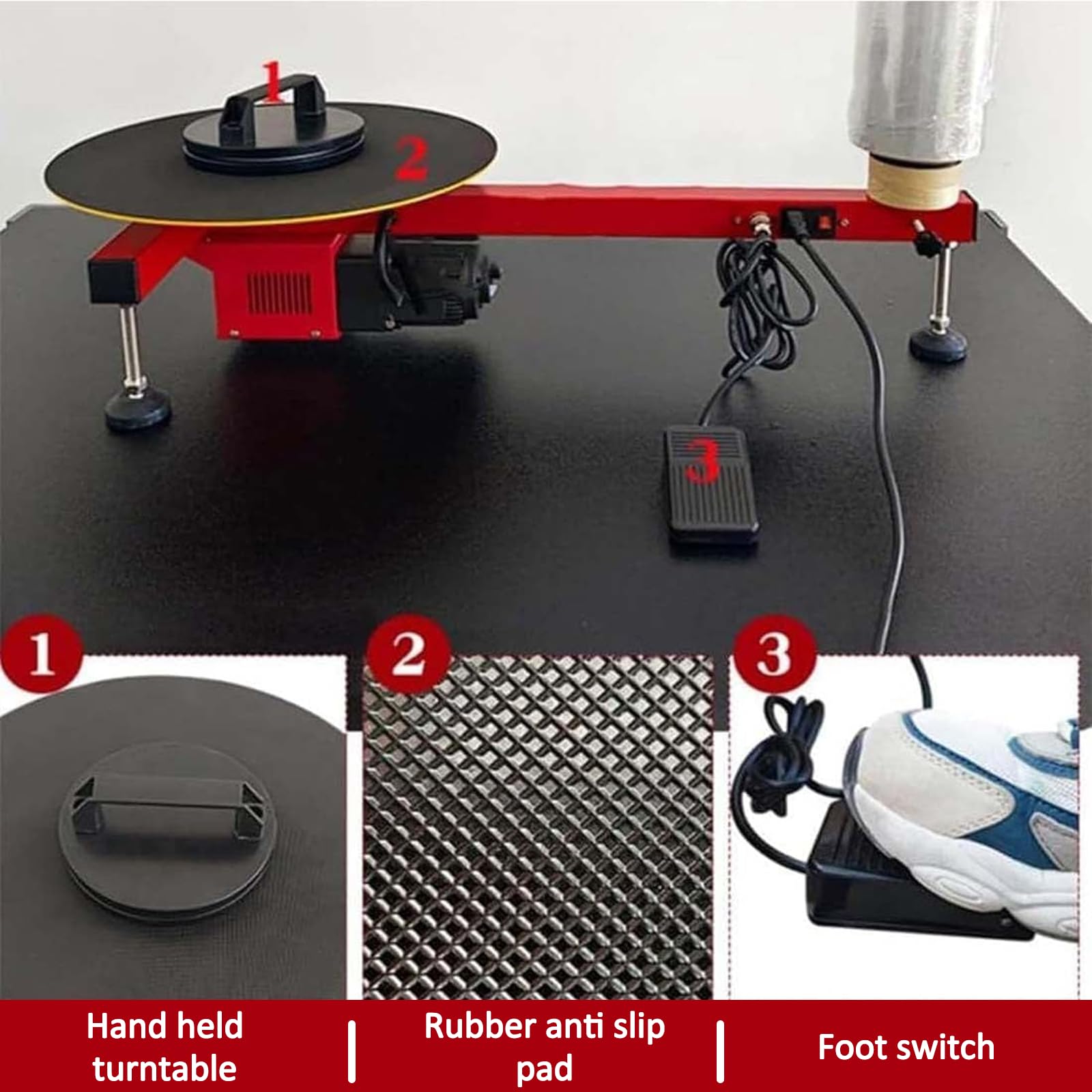 Banderoleuse Automatique De Palettes, Banderoleuse éLectrique pour Palettes De 70 Cm, Banderoleuse RéTractable avec PéDale De Commande, No Film 220v
