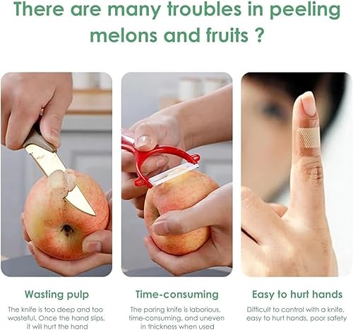 Miniatura 3 de Pelador de frutas múltiples pelador de frutas 2.0 Home Essentials, pelador manual de frutas, pelador de frutas y verduras de acero inoxidable para