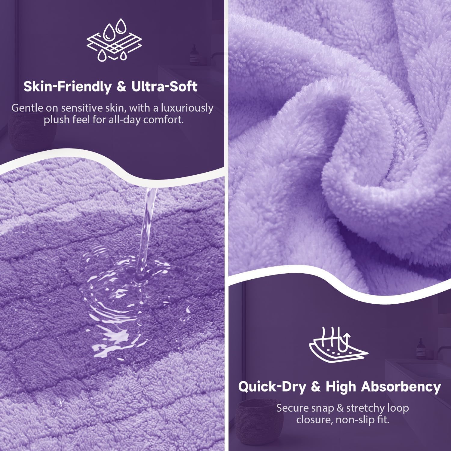 Oversized Bath Towel Wrap for Women with Plus Size Hair Dry Towel Set image 4