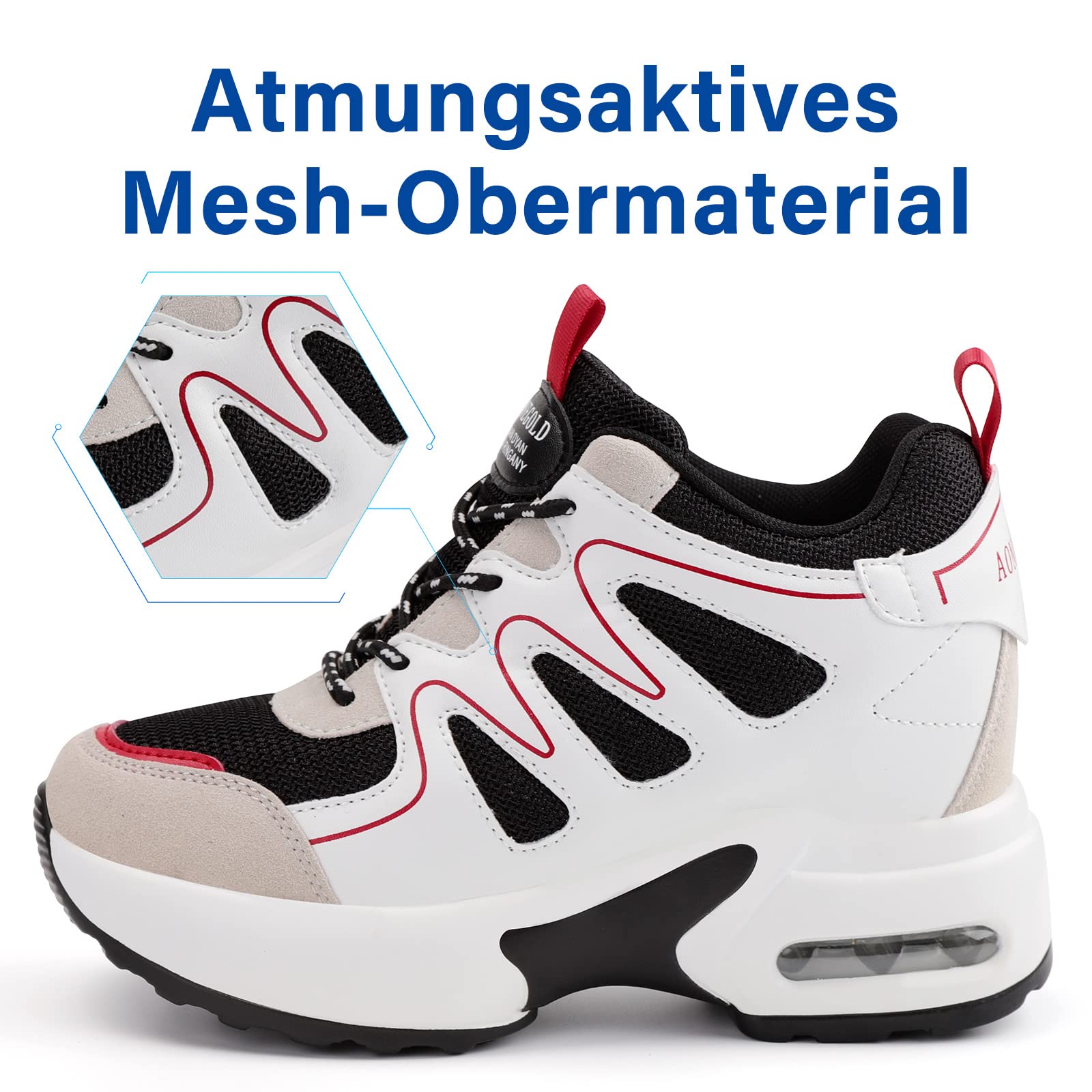 AONEGOLD Sneakers Zeppa Donna Scarpe da Ginnastica Sportive Fitness Scarpe con Zeppa Interna Tacco 7 cm