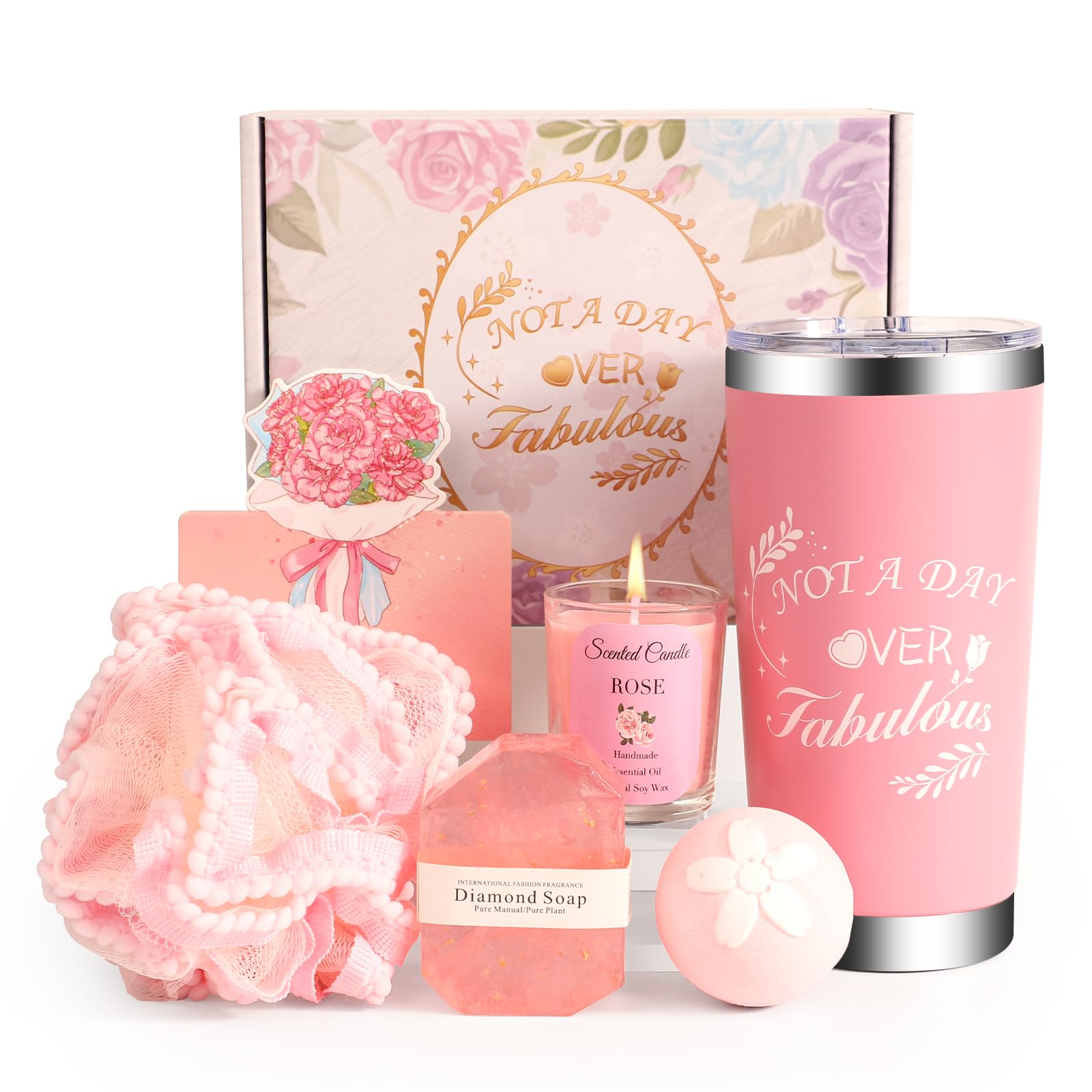 Cesto regalo di alta qualità per donne, perfetto per compleanno, guarigione o ringraziamento per lei. Ideale per mamma, sorella, migliore amica (tazza rosa)