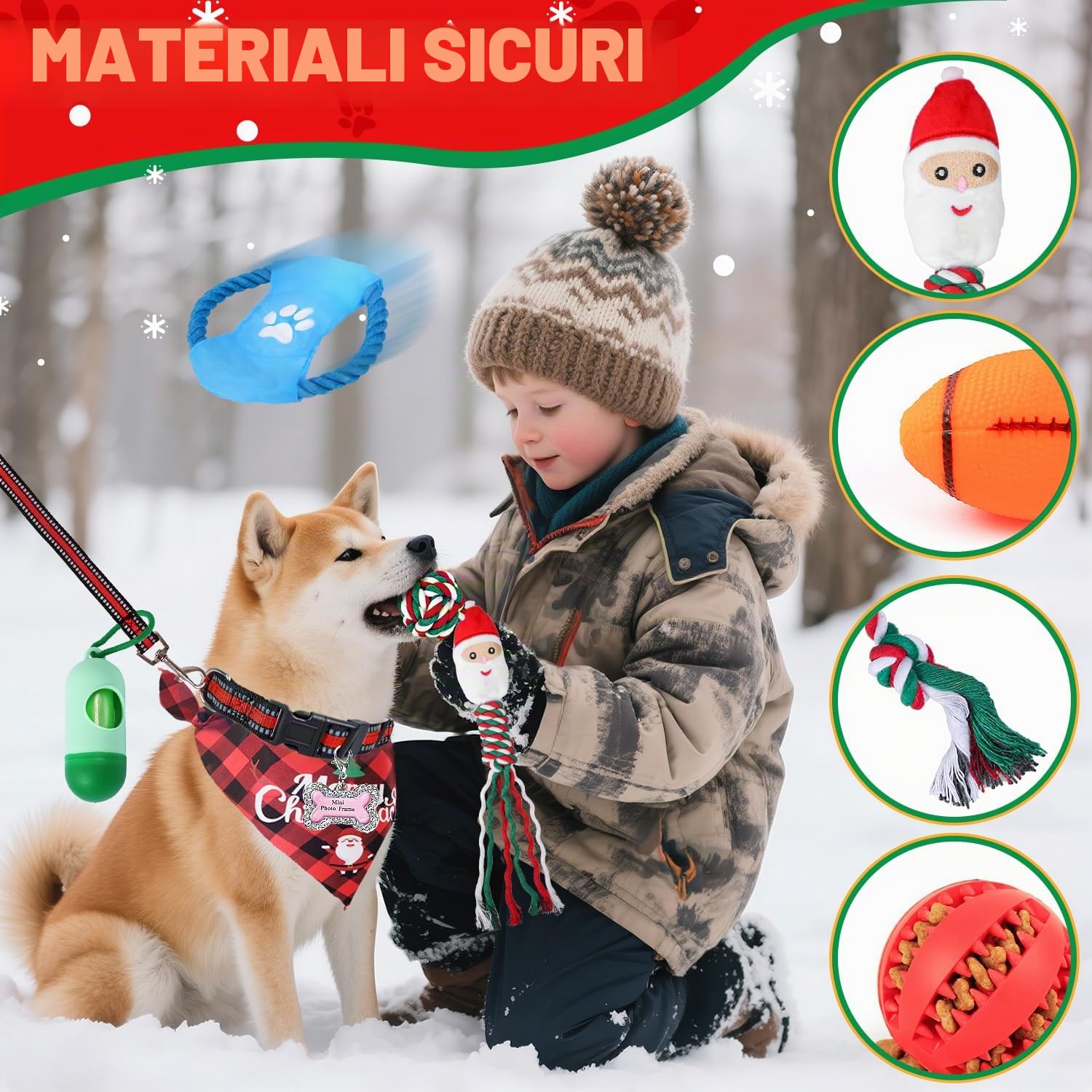 iZoeL Calendario Avvento Cani Calendario Avvento per Cani Regalo Natale 2025 Giochi per Cani, Giocattoli Interazione per Cani Indoor Outdoor - Frisbee Guinzaglio Corda Palla