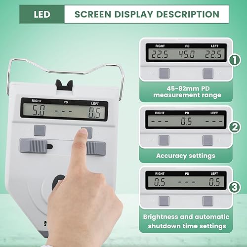 Miniatura 5 de Huanyu Pupilómetro digital óptico con función de memoria Medidor de distancia de pupila LED Compensación de dioptrías Herramienta de medición PD