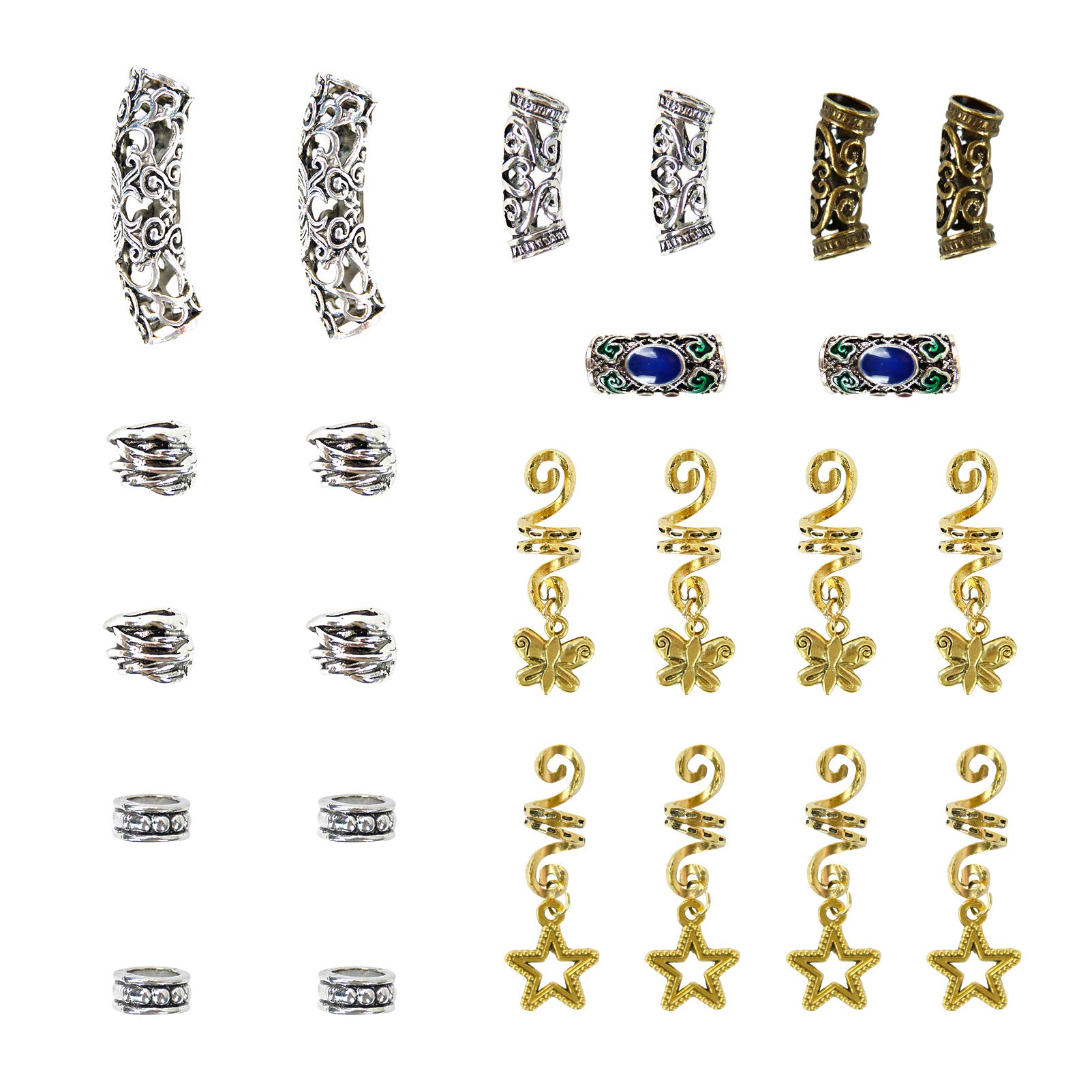 Braid Dreadlock Beads Dreadlocks Hair Jewerly Tube Beads Loose Beads for Crafts DIY Accessory Barrel Beads