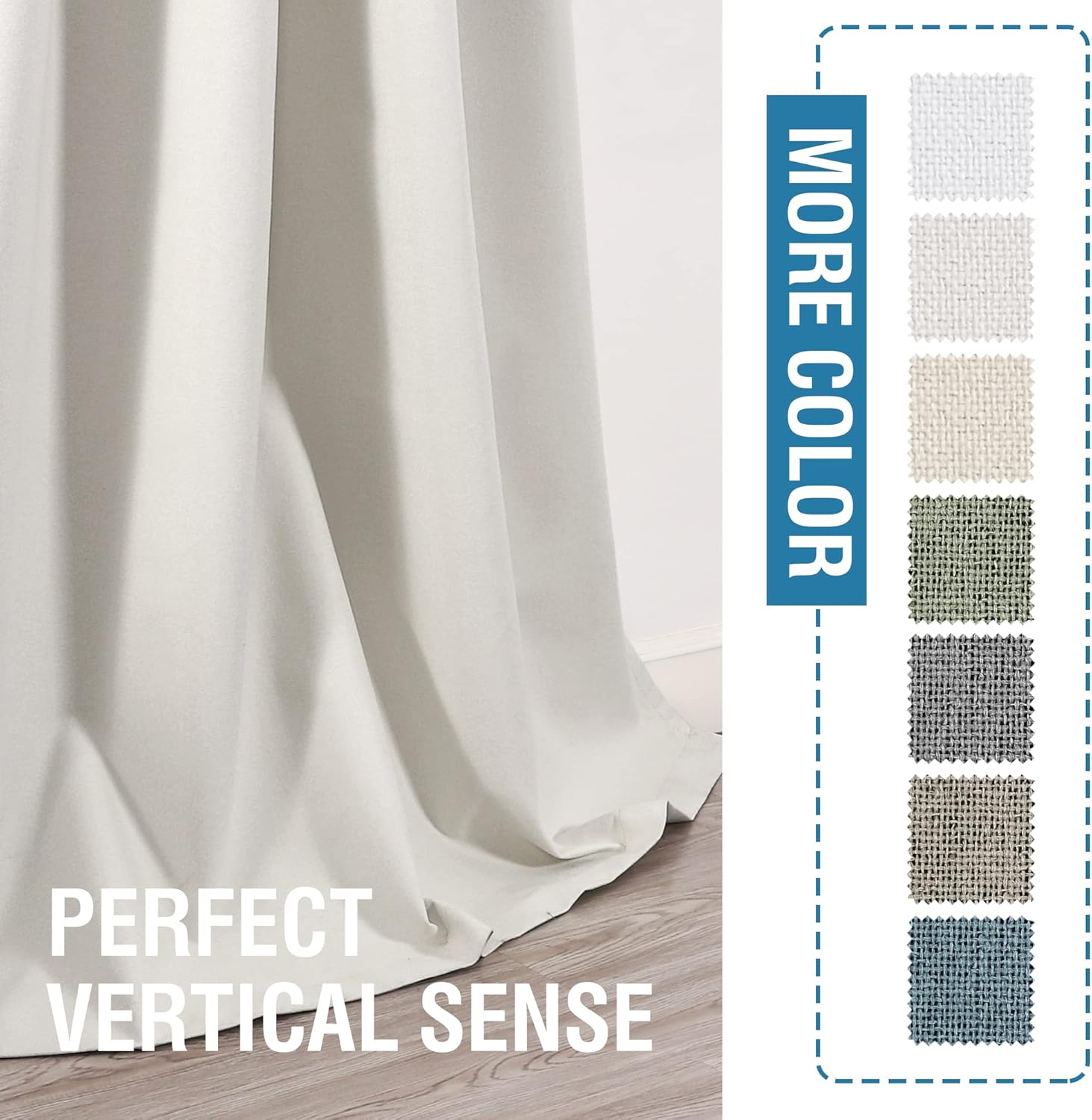 H.VERSAILTEX 100% Blackout Linen Curtains Thermal Insulated Curtains for Living Room Textured Burlap Drapes for Bedroom Grommet Linen Noise Blocking Curtain 52 x 108 Inch, 2 Panels, Heather Off White