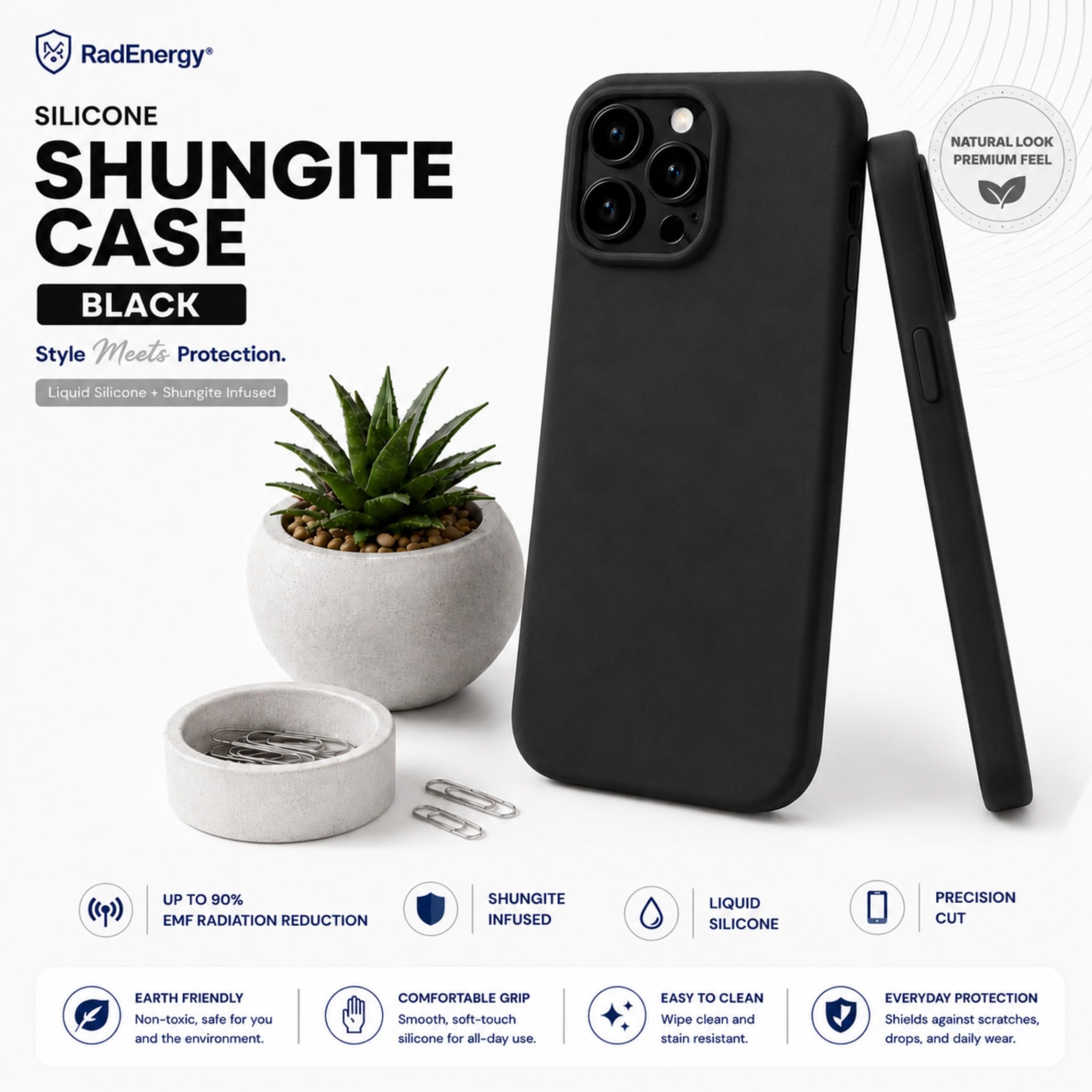 Funda de Silicona líquida antiradiación y protección EMF para iPhone, reducción de Escudo 5G, Cubierta Trasera Protectora Ligera (Negro, 15 Pro MAX)