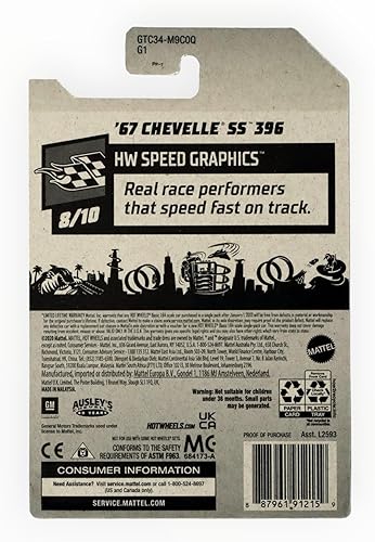 Miniatura 2 de Hot Wheels '67 Chevelle SS 396, amarillo, escala 164, coche fundido a presión, niño, niño, niño