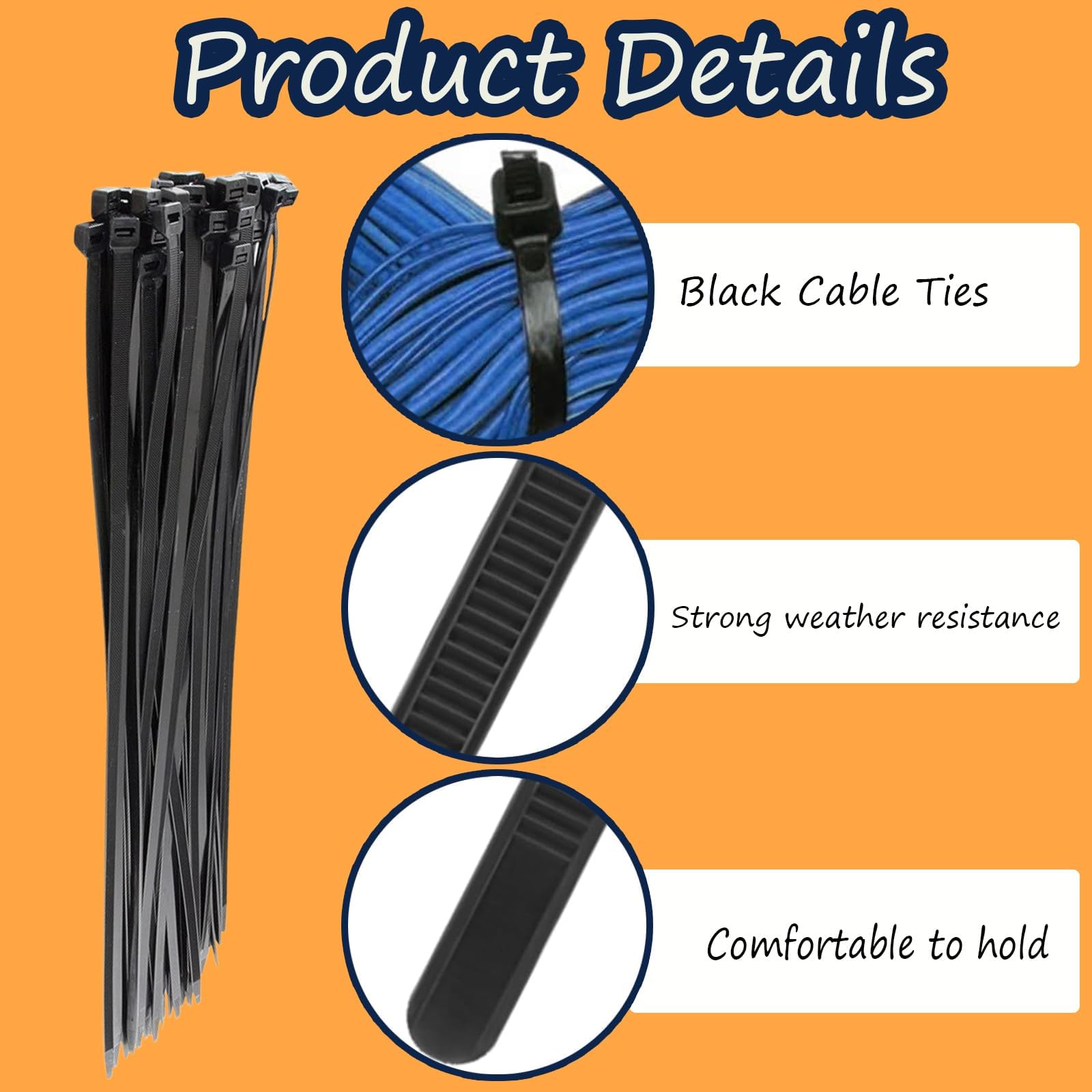 30 PCS Black Cable Ties Heavy Duty,Large Cable Ties for Both Indoor and Outdoor 26IN Long with 55 KGS Ultra Strong Tensile Strength - Image 3