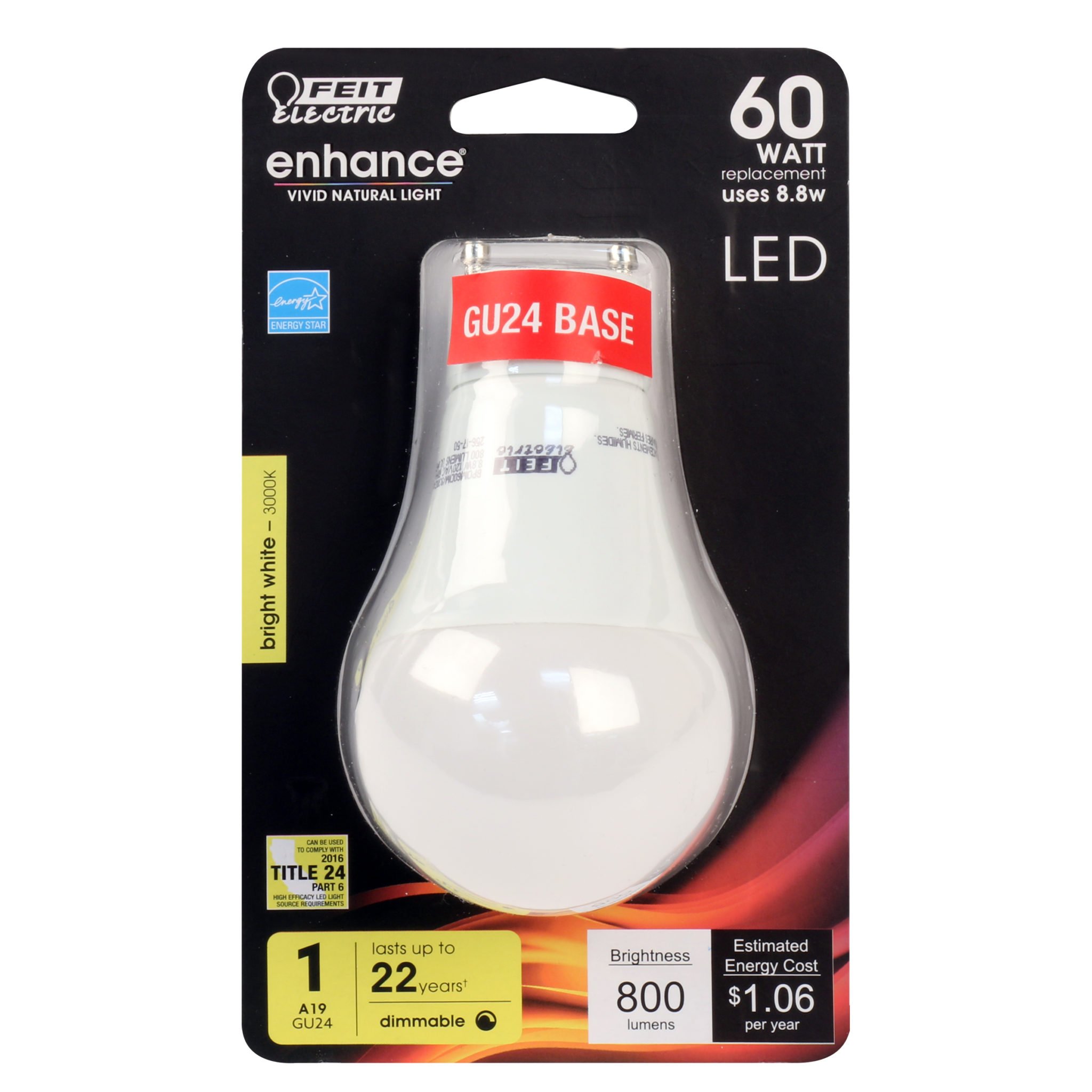 Feit Electric Bpom60dm930cagu 8.8 Watt Gu24 A19 Bright White Led