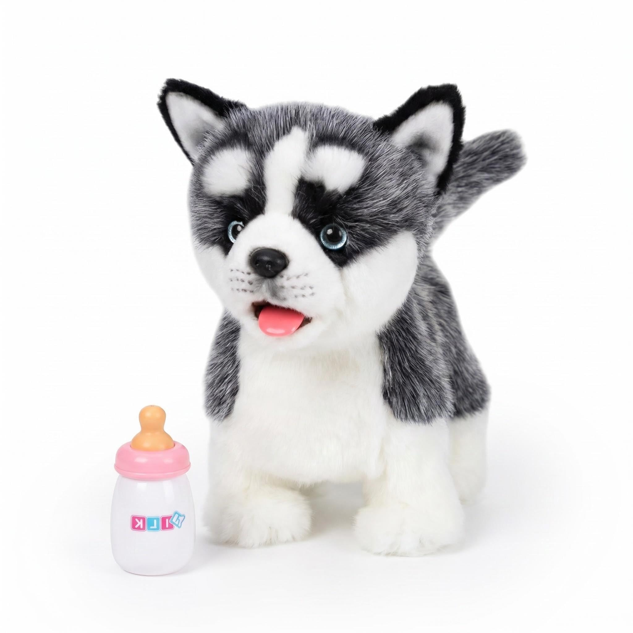 CU-MATE Electronic Walking Cats Dog, Realistic Interactive Pet Toy, Walking, Barking,Wagging Tail & Talking, Gifts for Boys and Girls (Electric Husky) — image 1