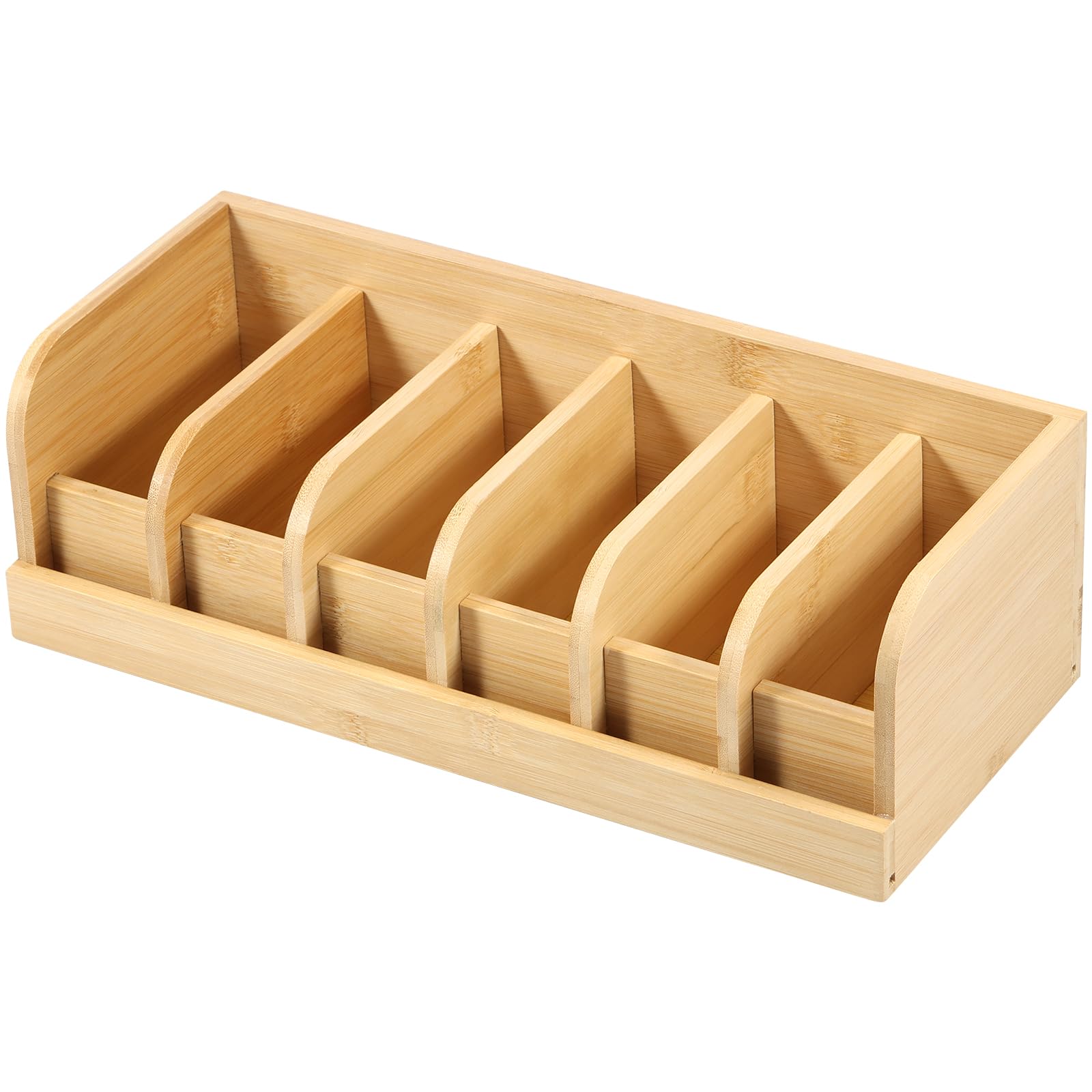 HZUIZXYO Belt Organizer Box, 6 Compartments Belt Organizer for Closet and Drawer,Organiser Wood,Bamboo Display Case for Tie and Belt Storage Organizer for Men Women (Wood Color)