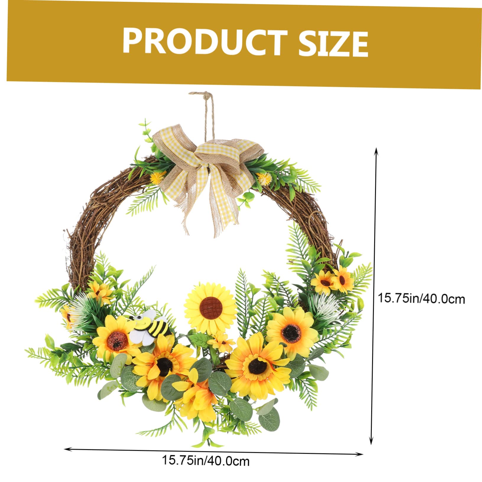 IMIKEYA 2St Sonnenblumengirlande blumengirlande künstlich künstliche blumengirlande Eukalyptuskranz Künstlicher Blumenkranz aus Rattan Kranzverzierung Ostern hängender Kranz Plastik