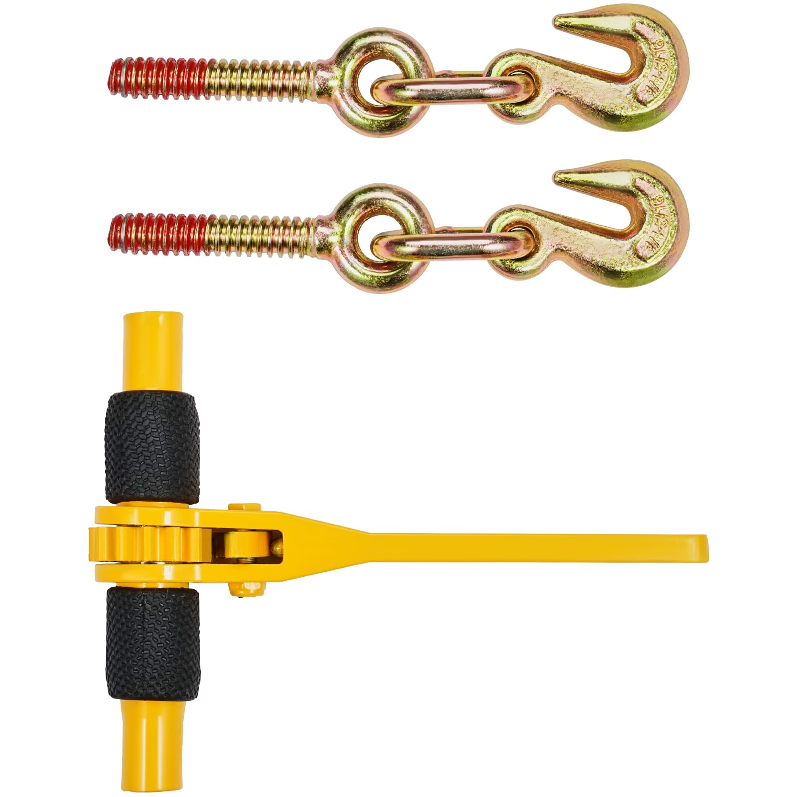 VEVOR Tenditore a cricchetto per catena di ancoraggio 6,3-8 mm, Carico di lavoro sicuro 1180 kg, 4 Pezzi, 2 ganci di presa, Elementi di fissaggio per catena di trasporto, Rimorchio, Camion a pianale