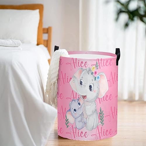 Miniatura 2 de Cesta de lavandería con nombre, organizador de nombre, cestas redondas plegables con asa para decoración de habitación del bebé, dormitorio