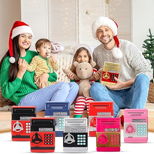 Miniatura 9 de Alcancía de cajero automático para niños y niñas, mini cajero automático caja de ahorro de dinero con contraseña, tarro de dinero seguro para niños
