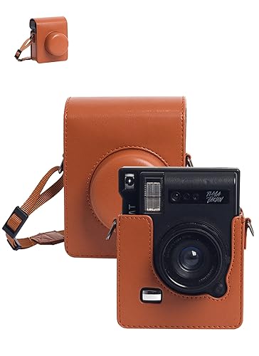 UYRUREL Specially designed case for Polaroid LOMO Automat, this retro casual crossbody shoulder camera case.With lanyard over the shoulder,Brown.