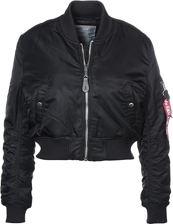 black cropped bomber jacket