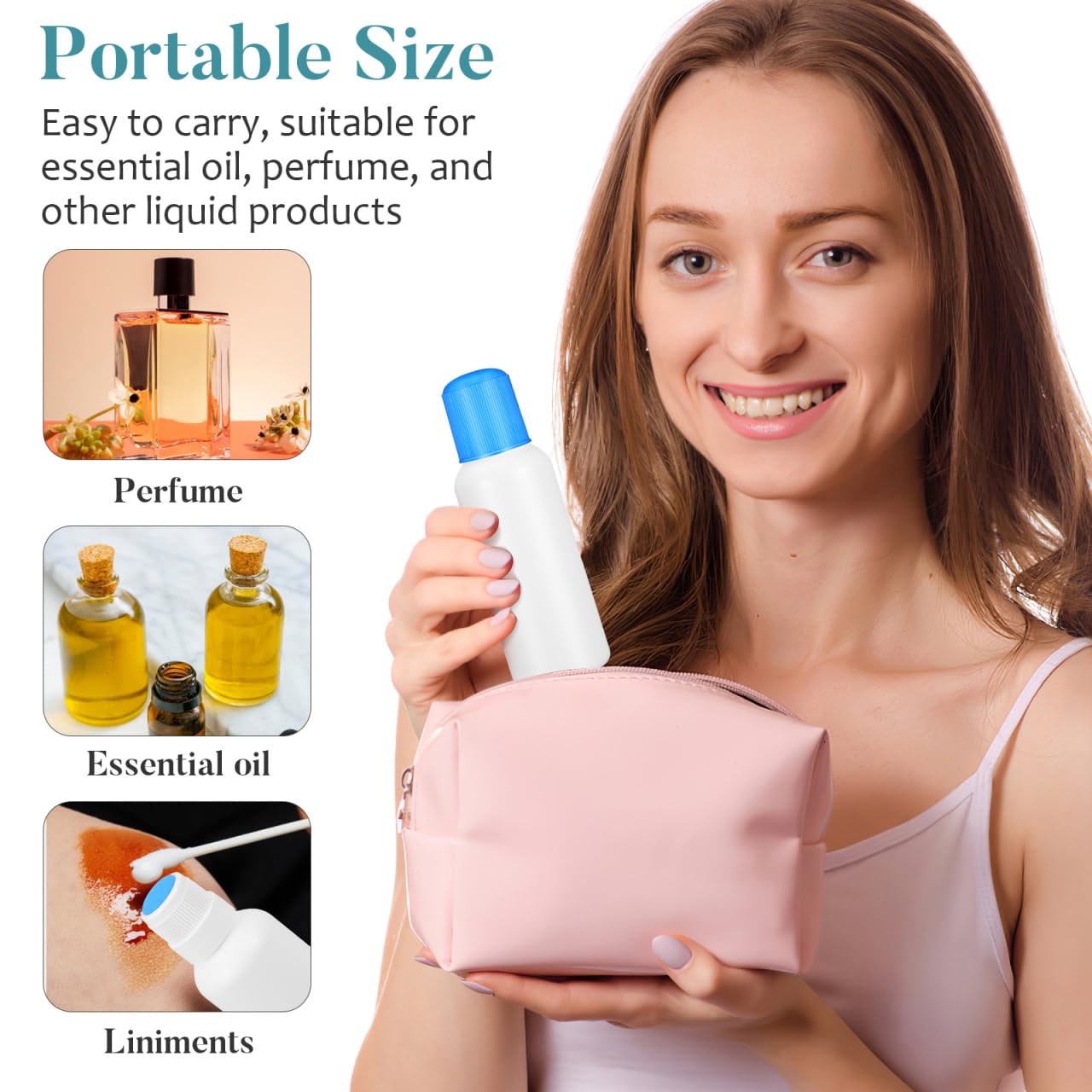 Jojofuny Botellas Aplicadoras Cabeza de Esponja 100 Ml Set 4 Unidades Envases Plásticos Anti-Fugas para Líquidos Cosméticos Aceites