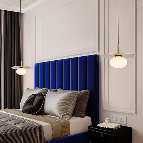 Miniatura 7 de Iluminación colgante de globo moderno, pantalla de vidrio blanco lechoso, lámpara colgante de granja dorada de latón de 11.81 pulgadas, cúpula