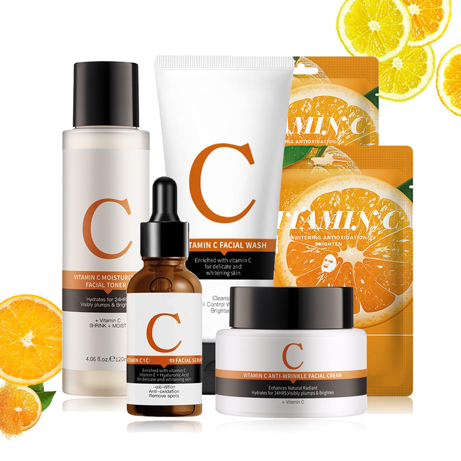 Vitamin C Serum for Face Skincare Serum Set with Hyaluronic Acid,Vitamin E Moisturiser Face Women Skin Care Anti Aging Brightening Wrinkle Facial Serum