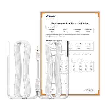 Elitech Dual Temperature Probe for RCW-360Pro,40F to 176F, 16.4ft Cable Auto-Detection Digital Sensor with Individual Calibration Certificate for Medical Pharma Validation, TD3X-TDE-R-5M