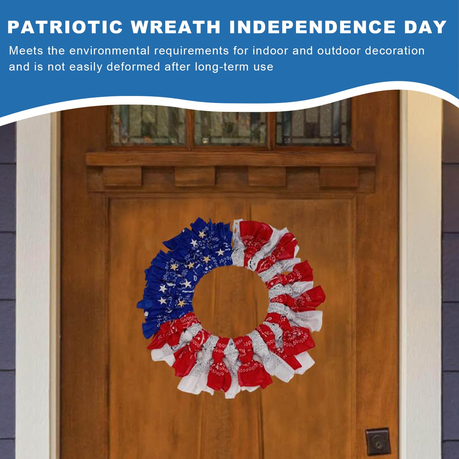 Couronne De Bienvenue Patriotique USA - 4 Juillet, Memorial Day - Rouge, Blanc, Bleu - Fait Main