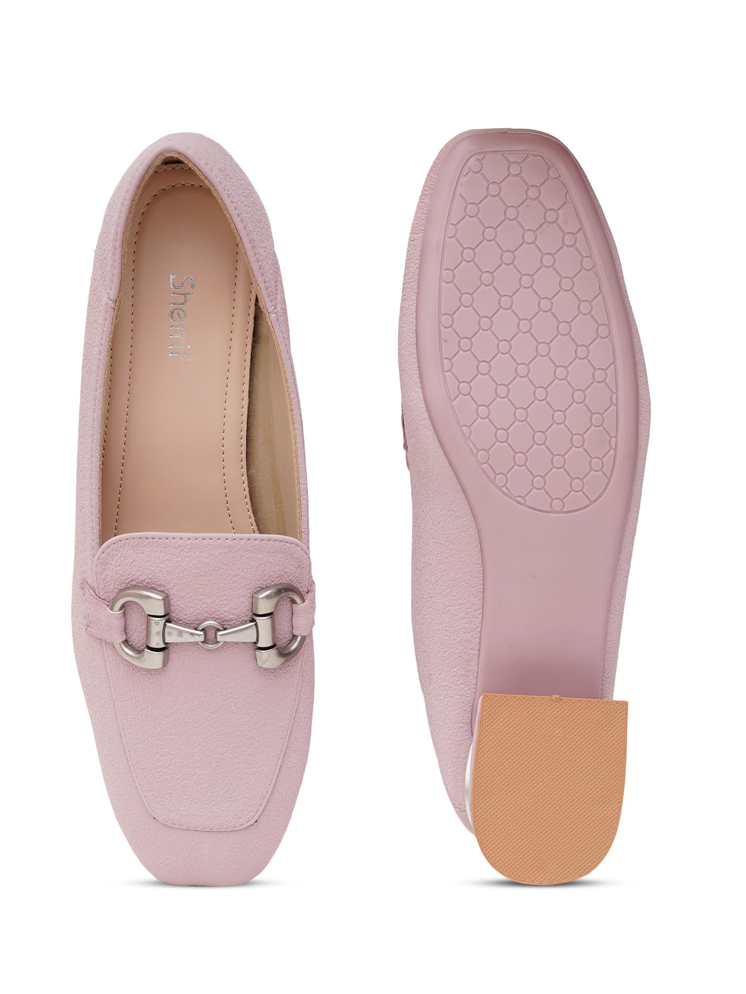 Women's Block Heel Loafers | Stylish Slip-On Formal Shoes with Metallic Buckle | Comfortable & Trendy Work Wear | Low Heel Dress Shoes for Office, Party & Daily Use(11)-image-38