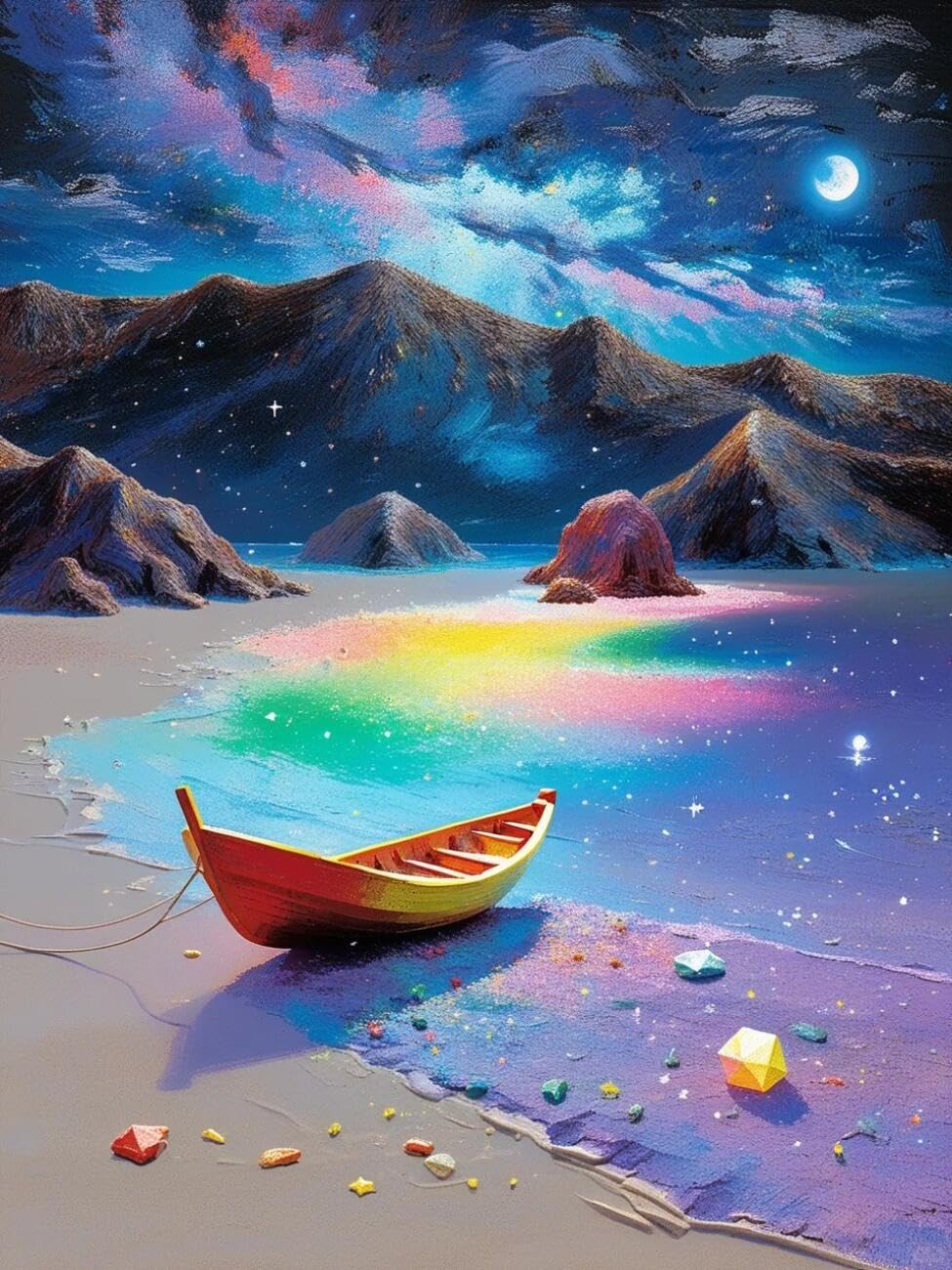 Henypt Cross Stitch Kit Colorful Beach Landscape DIY Needlepoint Set for Beginners The Elderly with Accessories Handmade DIY/Gifts 14CT 40x50cm
