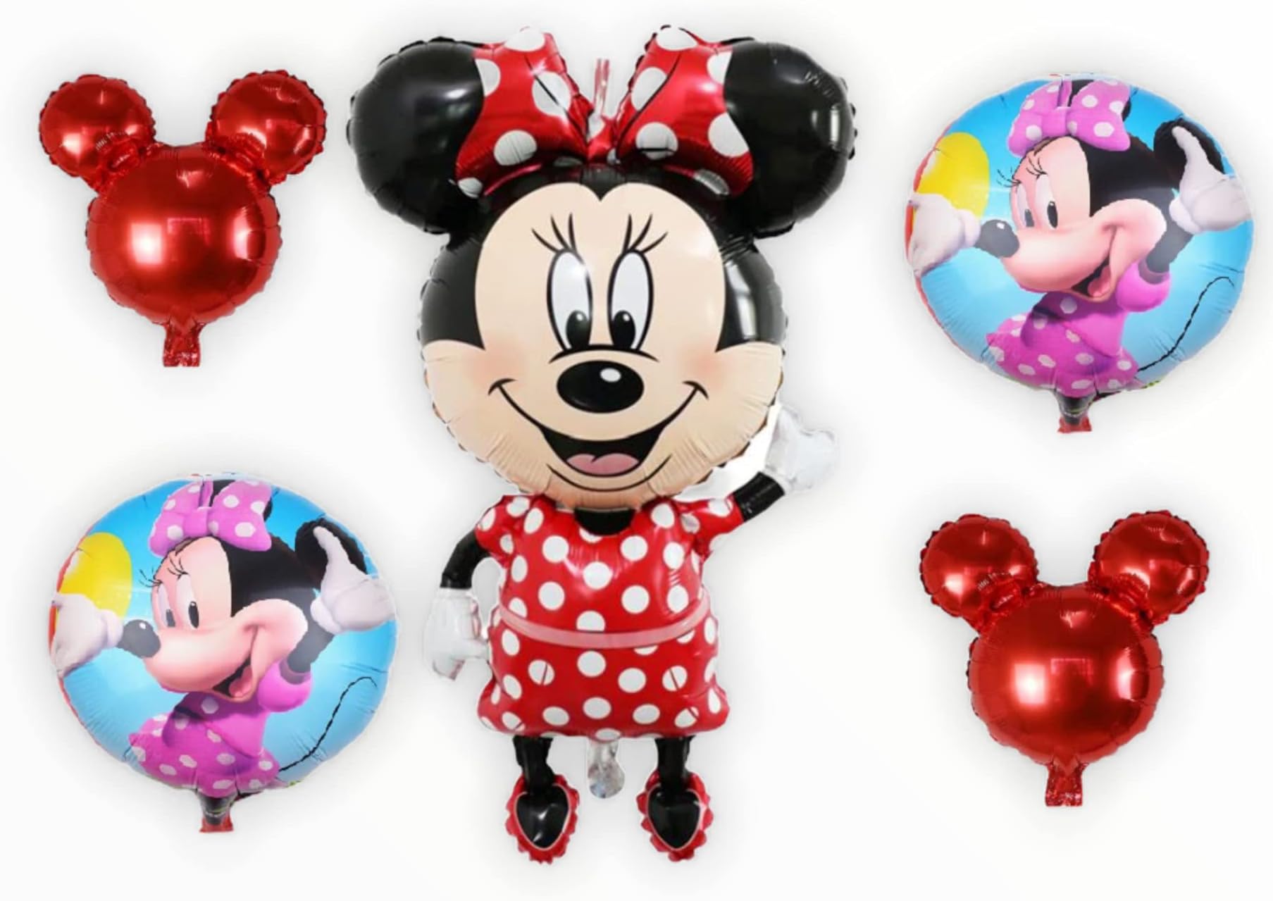 Minnie Mouse Theme Party Balloons - Minnie Mouse Birthday Balloons Set - XL Minnie Balloon Red Black White - Minnie Mouse Baby Shower Decorations - Combined Bundle by Jolly Jon
