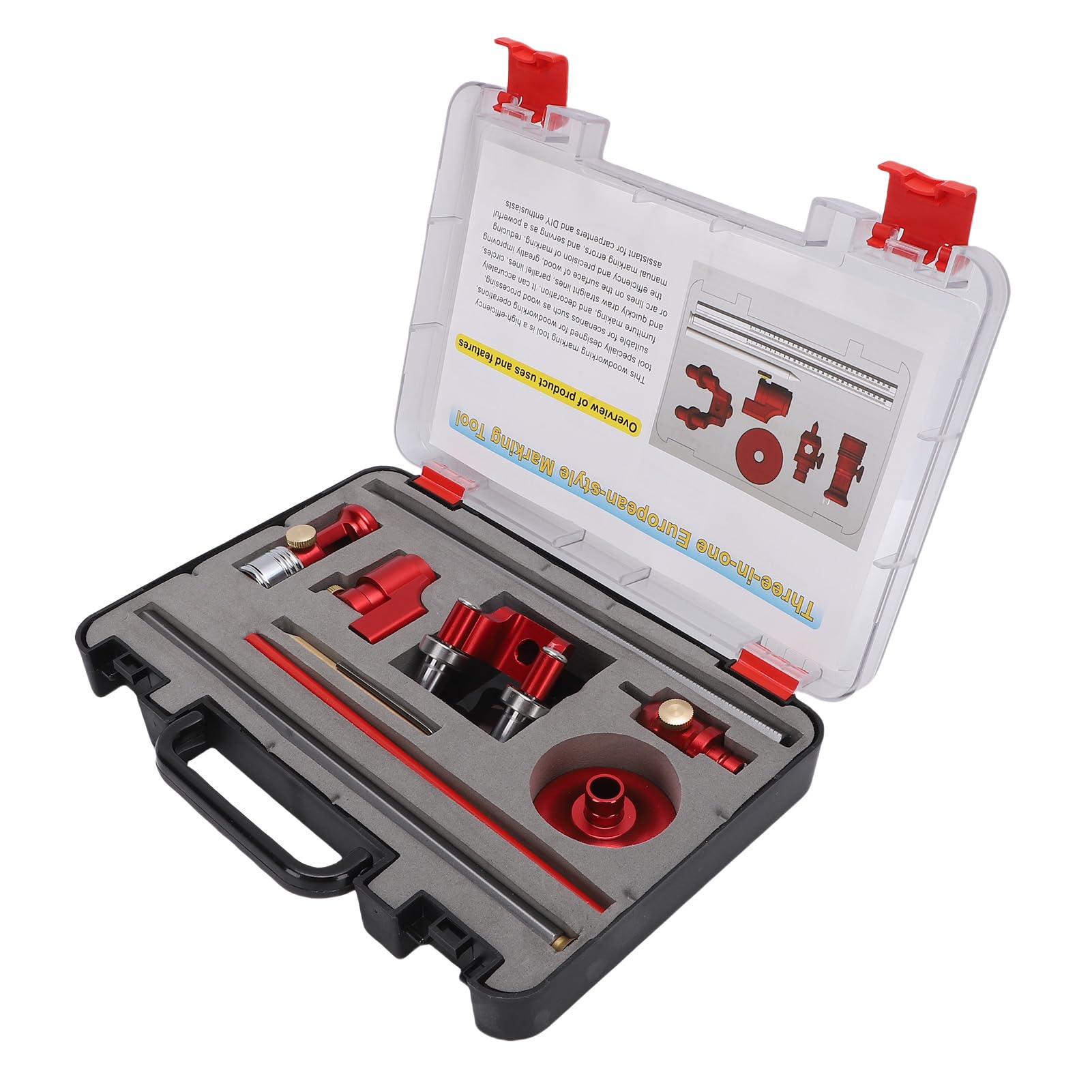 FTVOGUE Calibro per Marcatura per Legno Ad Archi Paralleli, Ruota per Marcatura per Strumento per Scriba in Legno in Lega di Alluminio con Manopola Regolabile, Linee e Archi Paralleli, per Falegnami