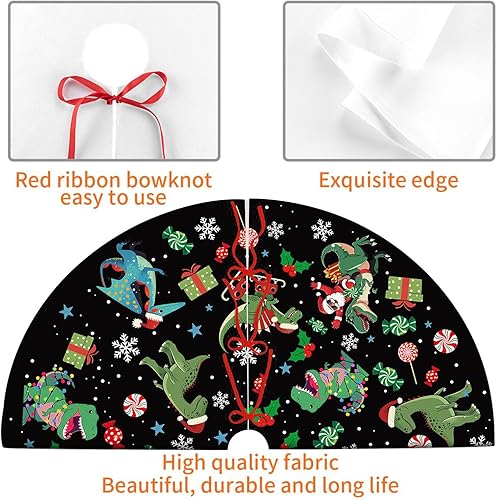 Miniatura 7 de Falda de árbol de dinosaurio para el día de San Valentín, 36 pulgadas, bonita decoración de dinosaurio de Navidad para árbol, tapete de Navidad de