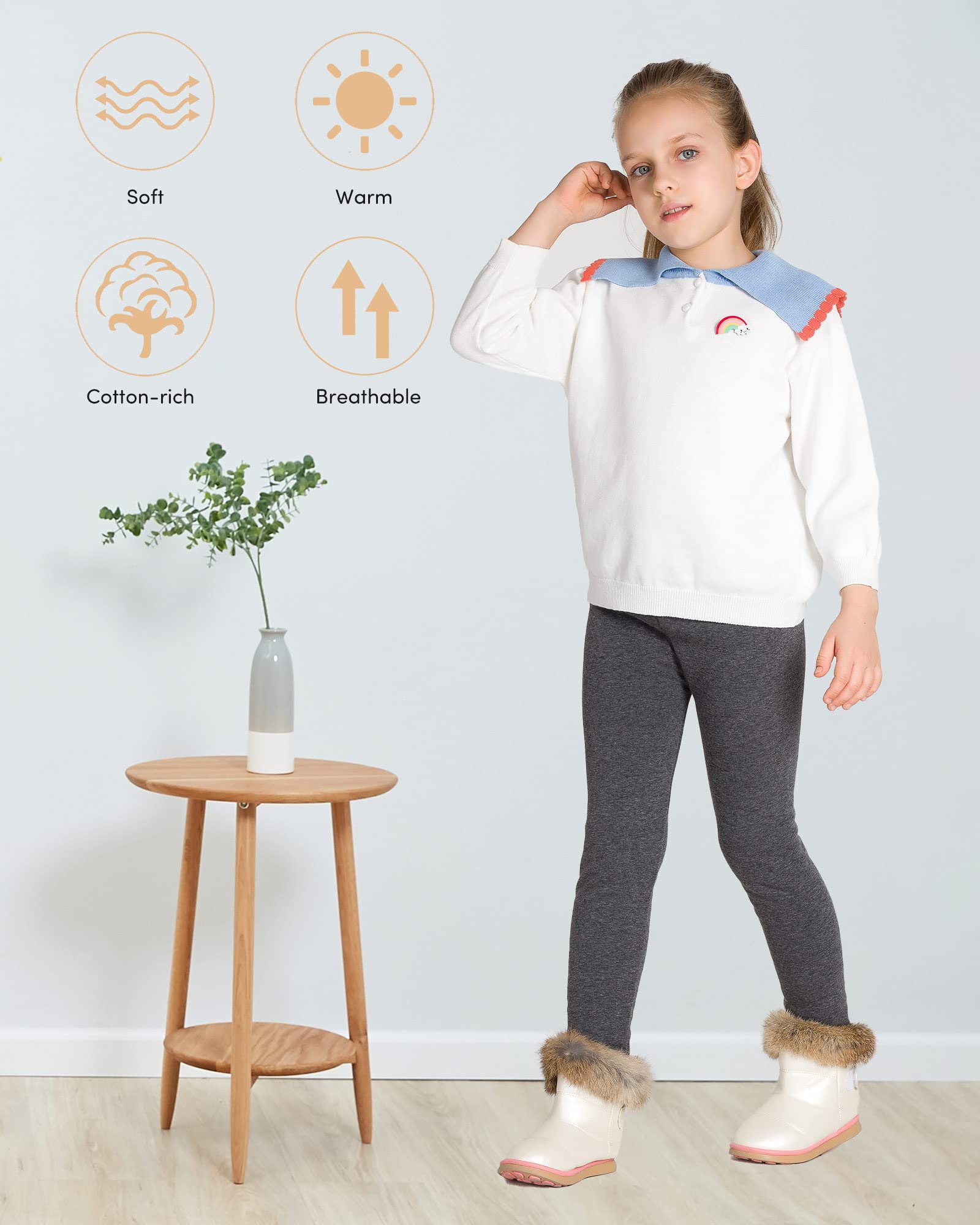 Adorel Leggings Invernali Leggins Felpati Bambina 2 Pack