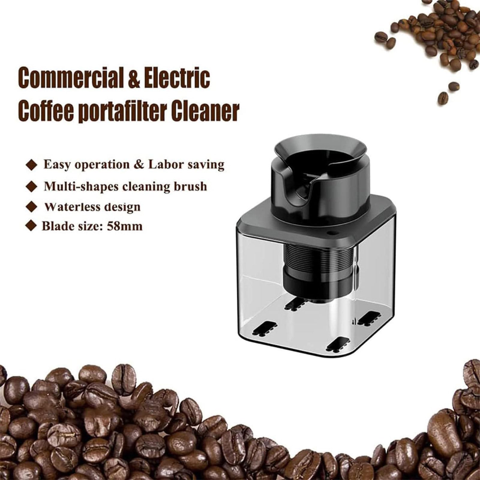 Limpiador automático eléctrico de portafiltros y recolector de posos de 30 W, Herramienta de Limpieza Profesional para Baristas, cafeterías, hoteles y restaurantes.