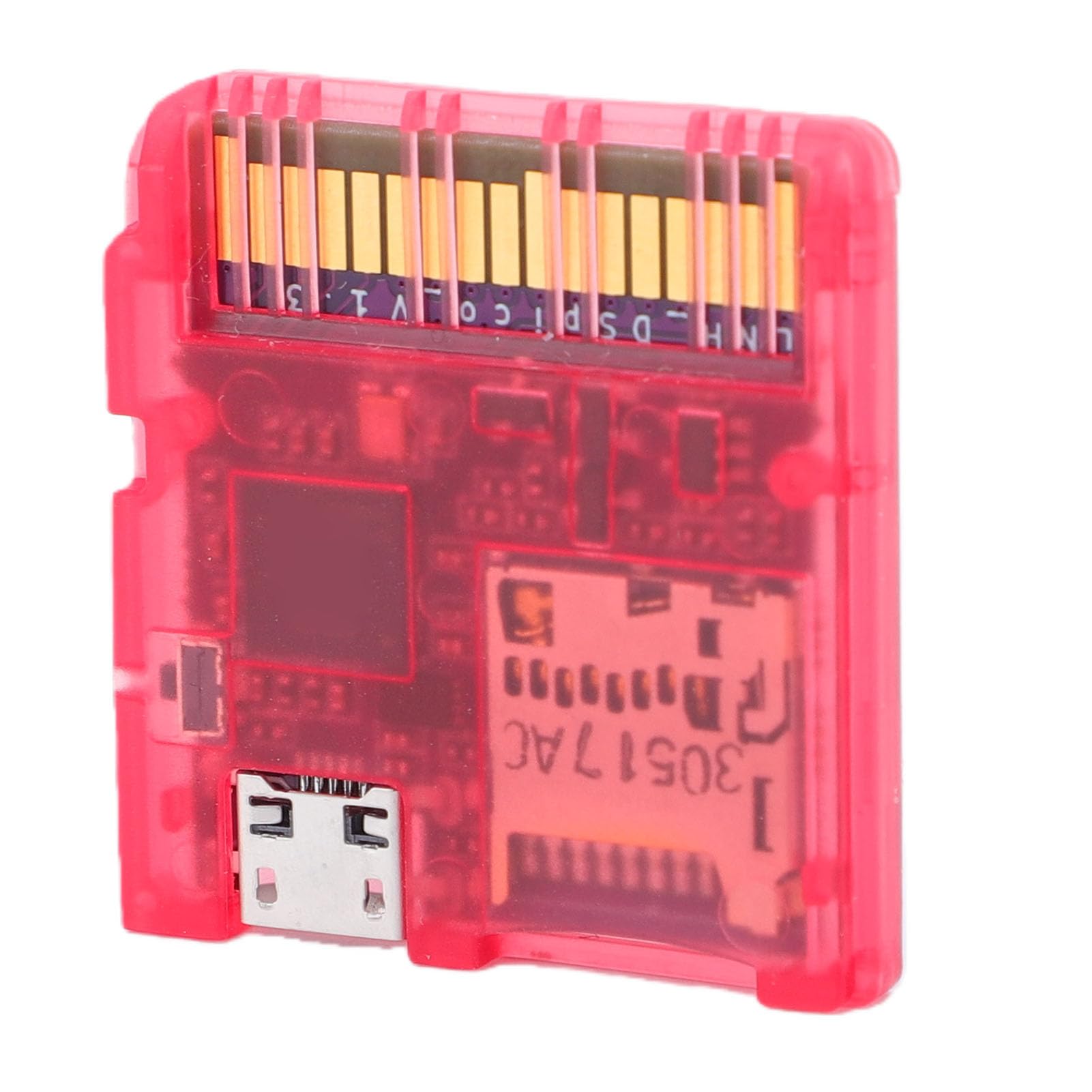 Yunseity DSPico DS Flashcard pour ND 3DS 2DS DSi NDSL NDS, Lecteur de Carte de Jeu Open Source RP2040 avec Vitesse de 6 Mo/s, Cartouche Flash de Mise à Niveau R4 pour Logiciel Homebrew et (Rouge