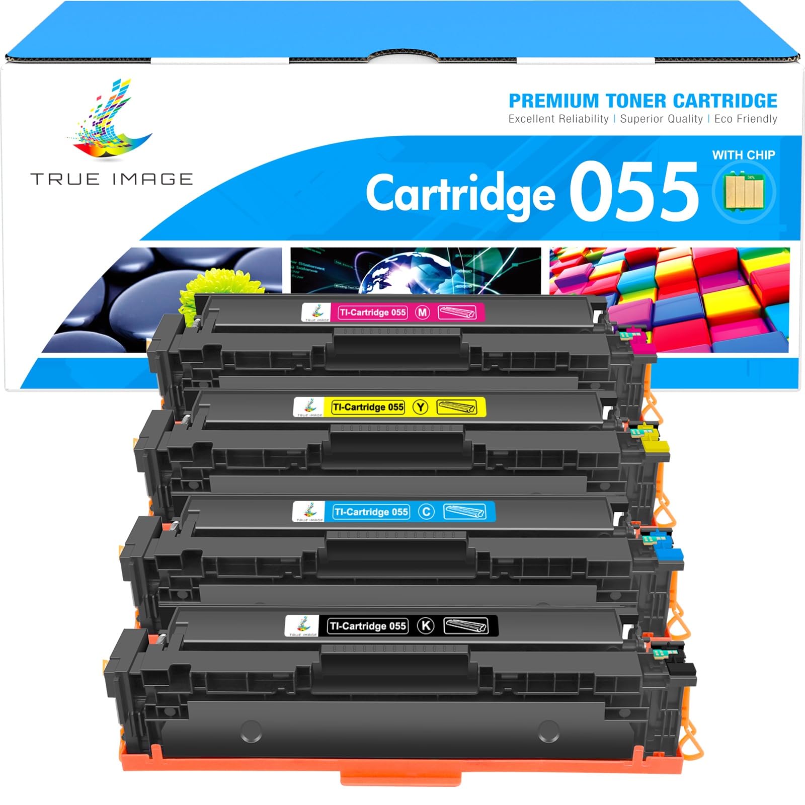 4 Pack Color Toner Replacement Aurasky 055/055H Toner Cartridge 4