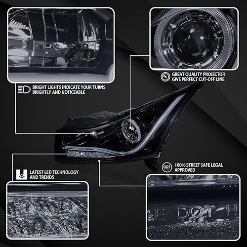 Miniatura 3 de Autozensation Compatible con Chevrolet Cruze 2011-2015 2016 Chevrolet Cruze Limited - Tira de luz LED Halo proyector faros delanteros negro