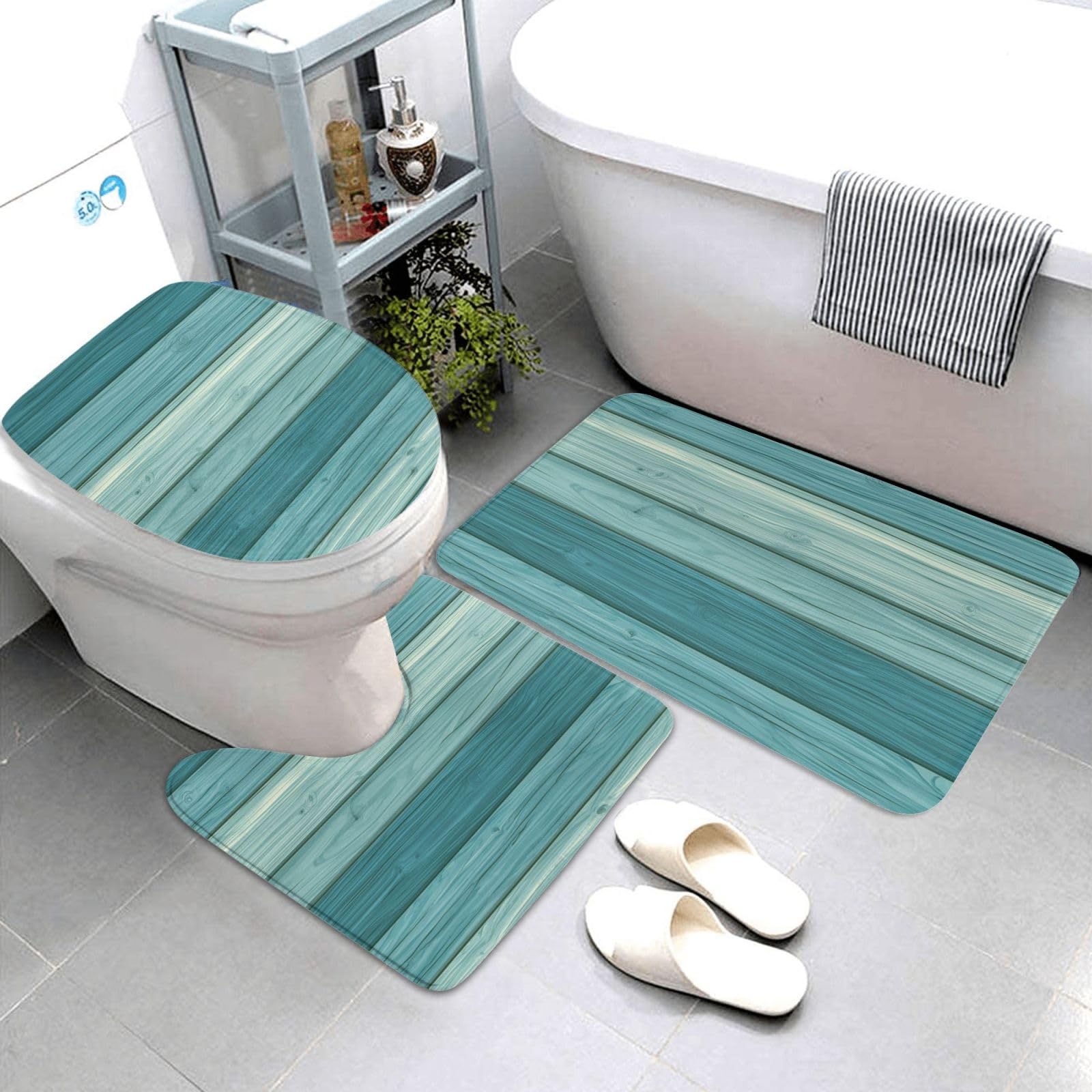 Tapis de salle de bain lavable en machine lot de 3 pièces antidérapantes
