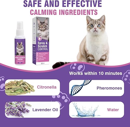 Miniatura 5 de Spray calmante de feromonas para gatos que ayuda a aliviar rápidamente el estrés, reduce los arañazos en los muebles orinando ayuda a aliviar los