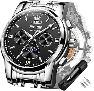 OLEVS Mens Watch Automatic Mechanical Tourbillon Self Winding Luxury Stainless Steel Waterproof Luminous Date Wrist Watch
