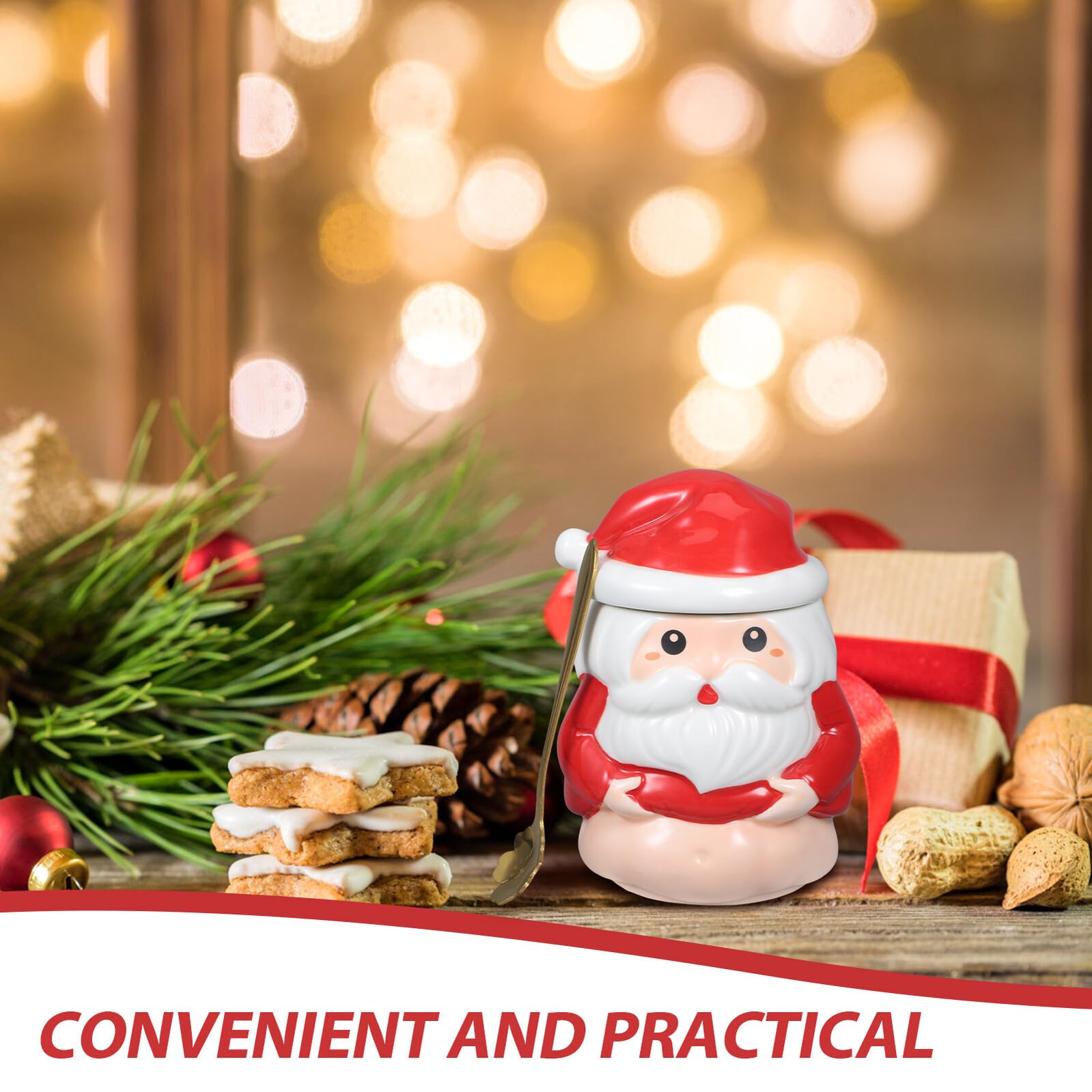 Zerodeko Taza Navideña de Papá Noel de Cerámica Decorativa para Té para Fiestas de Navidad