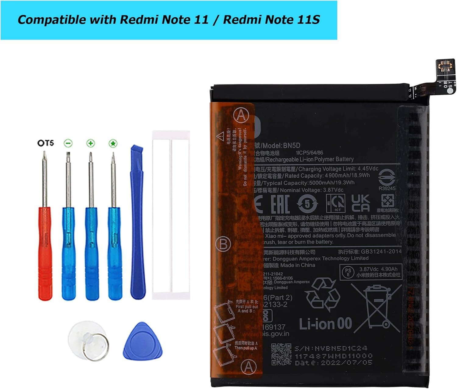 Amazon.com: Vvsialeek New BN5D Replacement Battery for Compatible