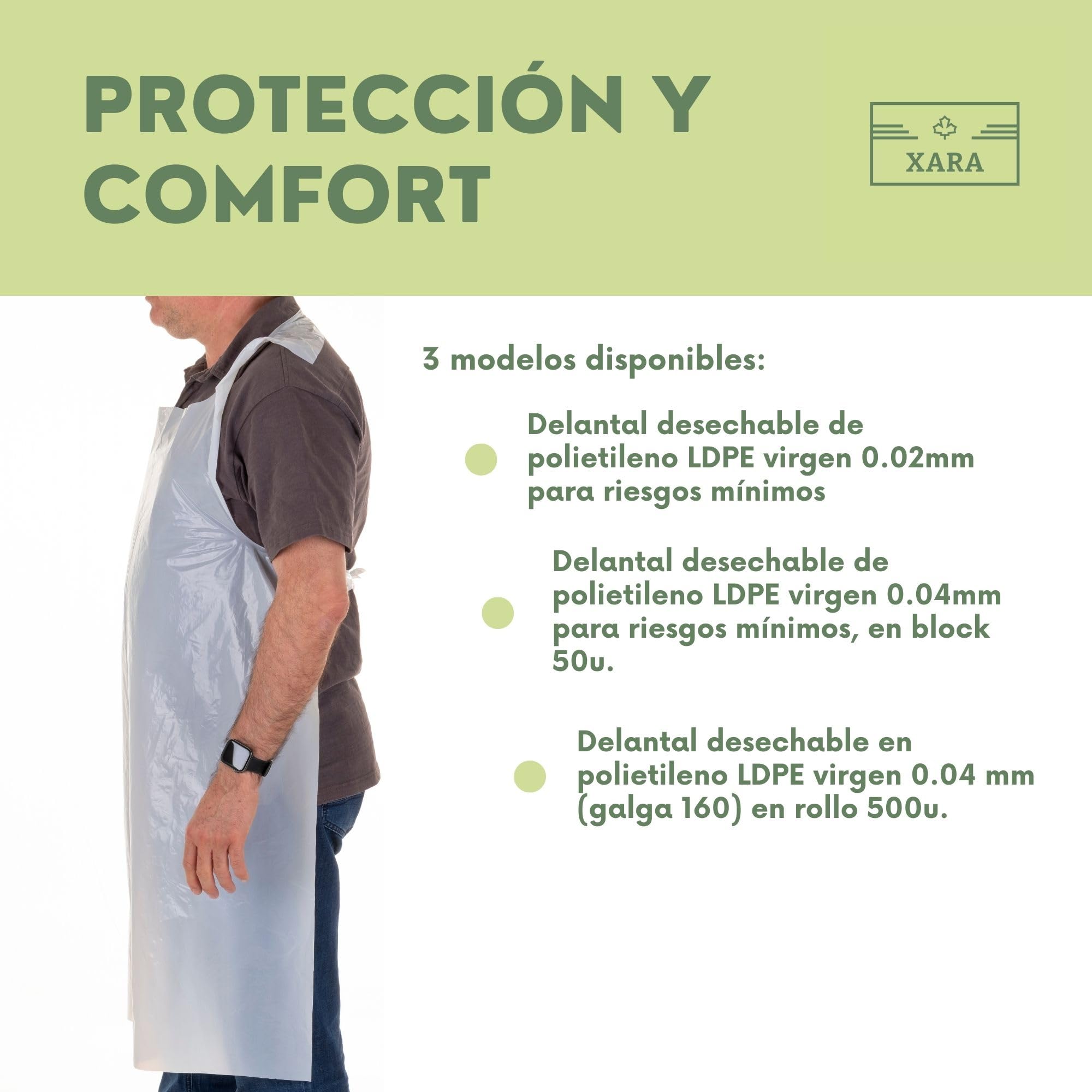 XARA Grembiuli Plastica in Polietilene per la Protezione Igienica degli Alimenti - Pack 100 - Grembiuli Monouso - Grembiule Usa e Getta Monouso Cucina
