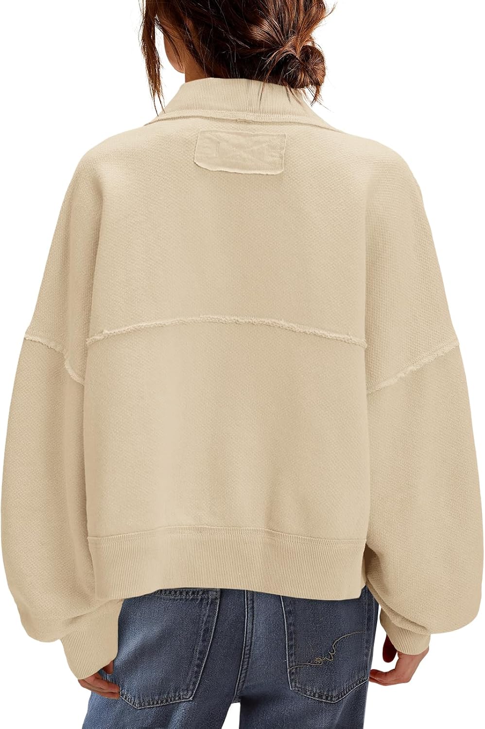 Nirovien Womens Sweatshirt Cardigan Open Front Oversized Sweatshirt Drop Shoulder Long Sleeve Crop Jackets with Pockets