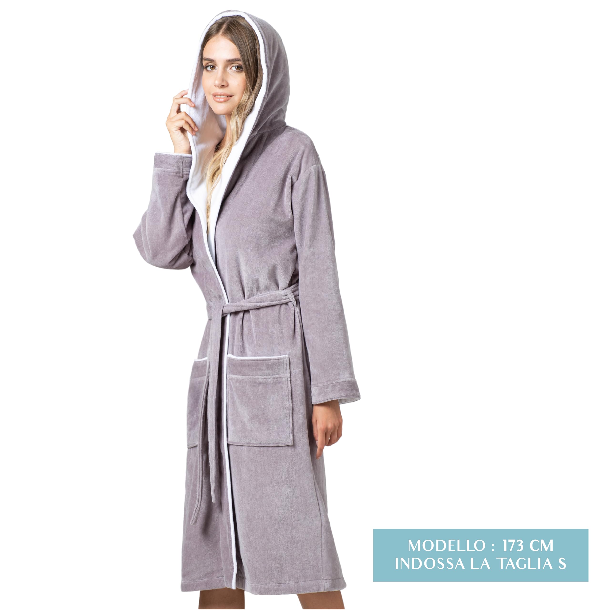 Twinzen Accappatoio Donna Cotone - Cotone Velour - Accappatoio da Donna Velour Accappatoio Donna OekoTex Ultra Morbido