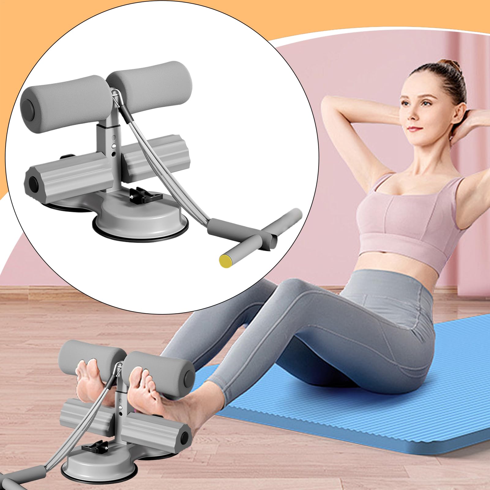 Appareil Abdominaux Avec Ventouses – 3 Hauteurs Réglables, Bande Résistance – Entraîneur De Core Portable Pour Maison/Gym