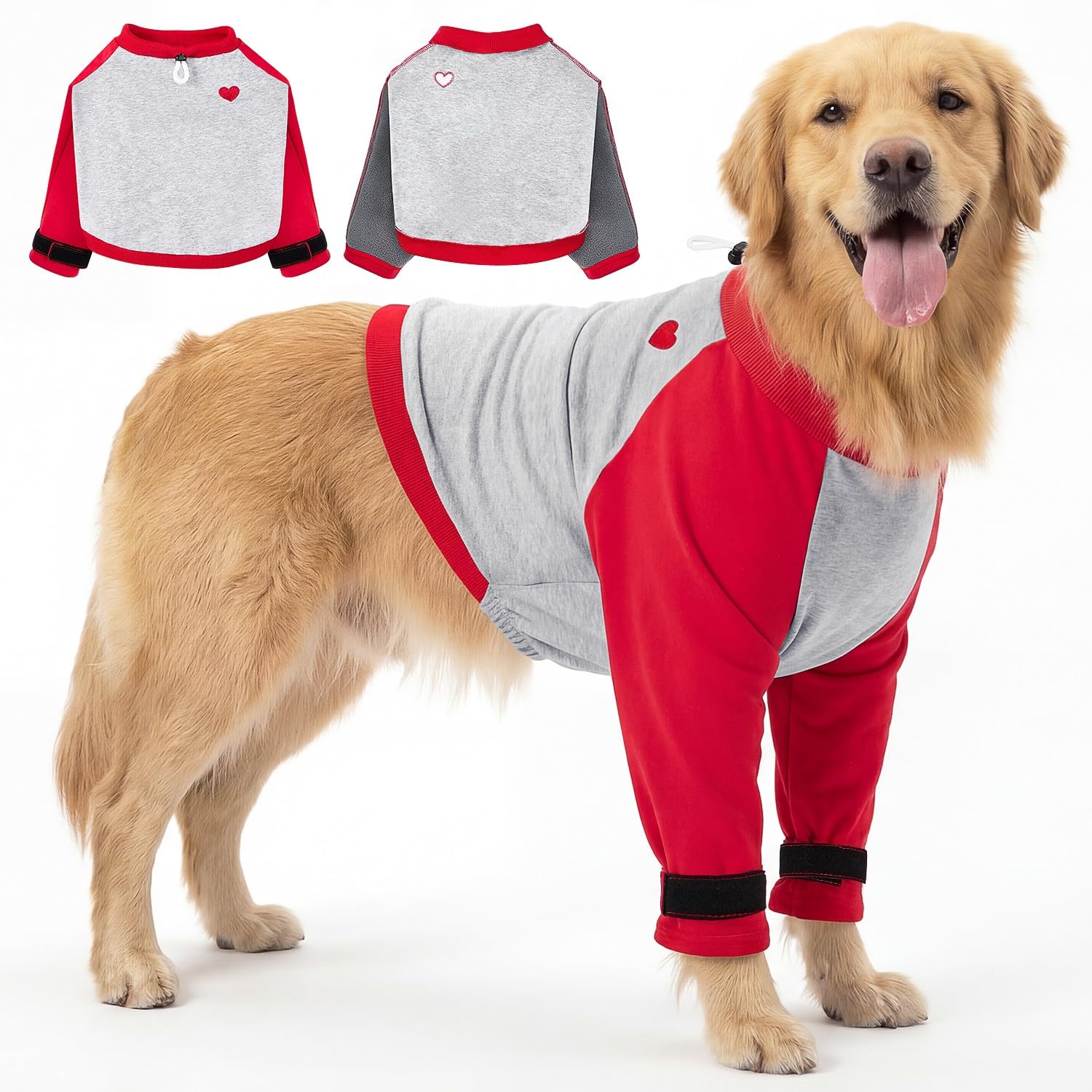 SlowTon Traje de Recuperación para Patas Delanteras de Perro – Protector de Codo de Manga Larga con Forro Polar Grueso para Evitar el Lamer y Morder, Ideal para Cuidado de Heridas
