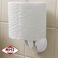 Vista 3 de Safe-er-Grip Soporte de papel higiénico; soporte para rollo de papel higiénico con ventosa de 2.5 pulgadas, soporte moderno de TP blanco