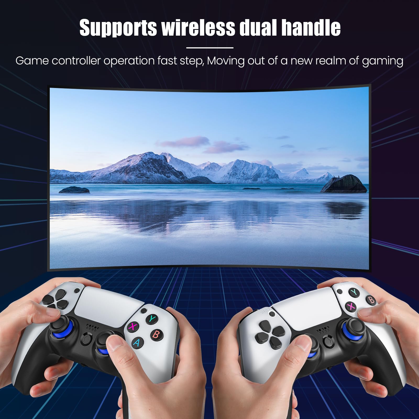 Retro Konsole Spielkonsole Plug and Play Game Stick mit 2 Gamepad, 10000+ Spielen, 26 Emulatoren, 4K HDMI Output, Englische Version, Drahtlose Videospielkonsole für TV Computer Projektor (64G)